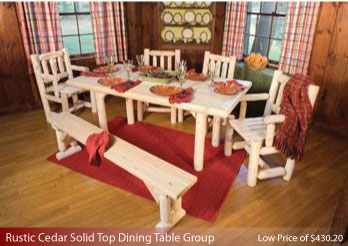 Rustic Cedar Solid Top Dining Table Group--Dining Top Dining Table